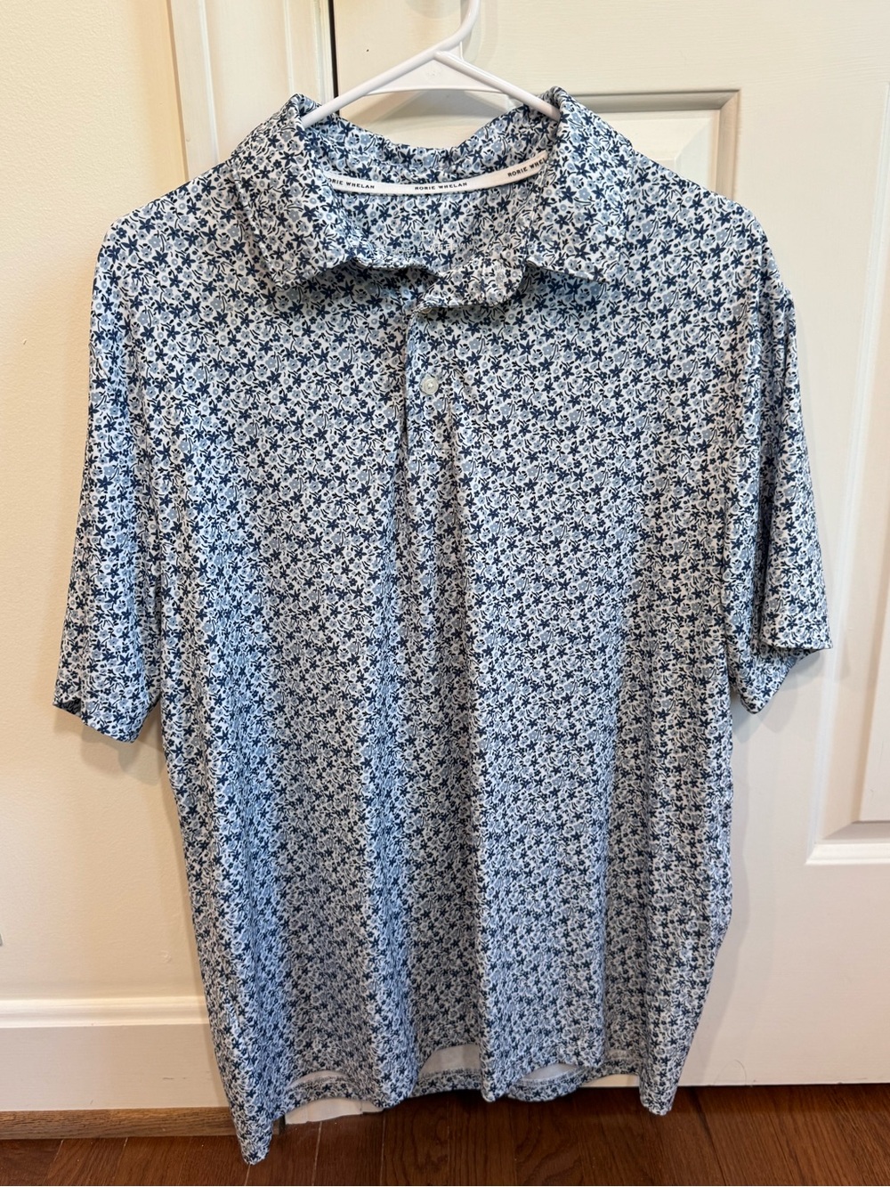 Light Blue Floral Short Sleeve Polo Shirt